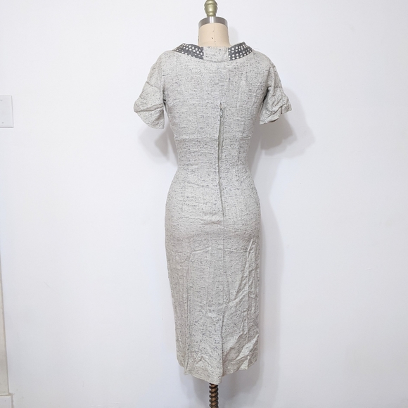 (3) vtg 1940s / 1950s  misty french country grey day dress - Picture 2 of 6